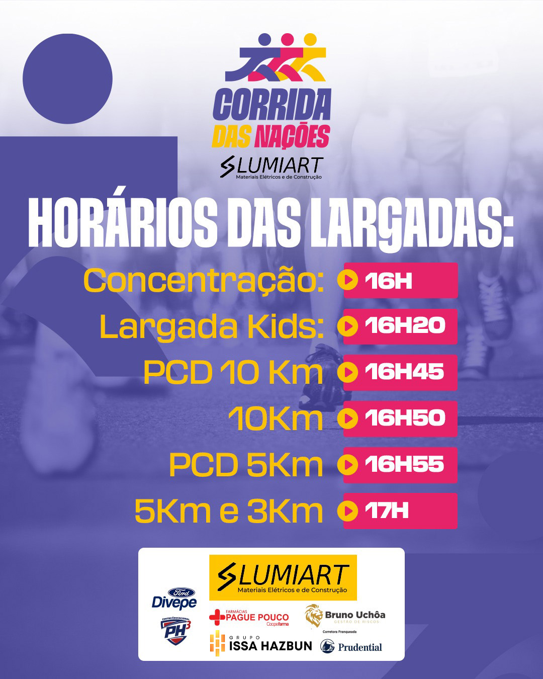 Horários das Largadas